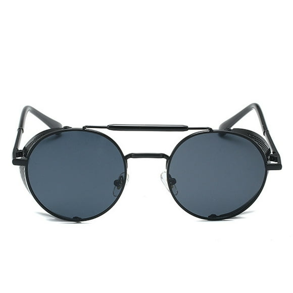 Steam Punk Sunglasses for Men Women Side Shield Round Steampunk Vintage Glasses Shades