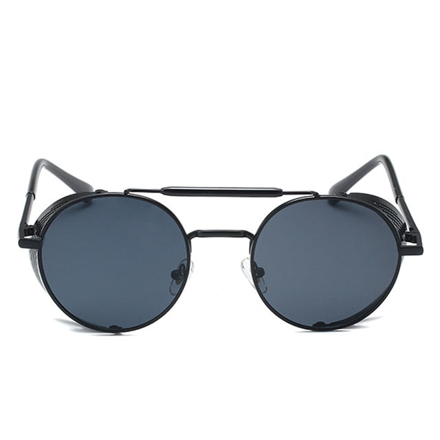 Gafas de sol Steampunk para hombres y mujeres, gafas de sol Steampunk vintage redondas con protección lateral