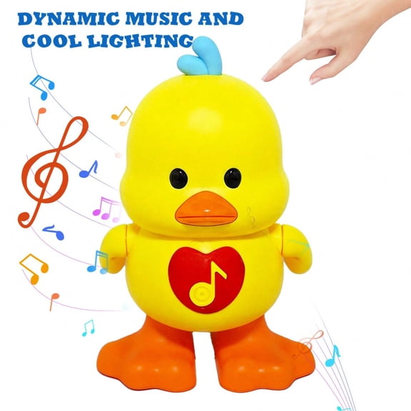 Musical Dancing Duck Toy for Toddlers 2 , Baby Light Up Educational Toy with Music & Heartbeat Sound, Infant Tummy Time Toys, Safe Crawling Toy for Baby Boys Girls, Ideal Baby Boy Gifts