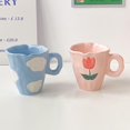 thumbnail image 3 of Tazas de cerámica hechas a mano pintadas a mano y taza de café irregular con forma de nube para regalos de té y leche (azul) Azul, 3 of 5