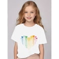 thumbnail image 1 of Camiseta de punto de manga corta con estampado de corazones para niños, transpirable y elástica, con cuello redondo, ideal para deportes al aire libre, ropa informal, camiseta de verano., 1 of 7