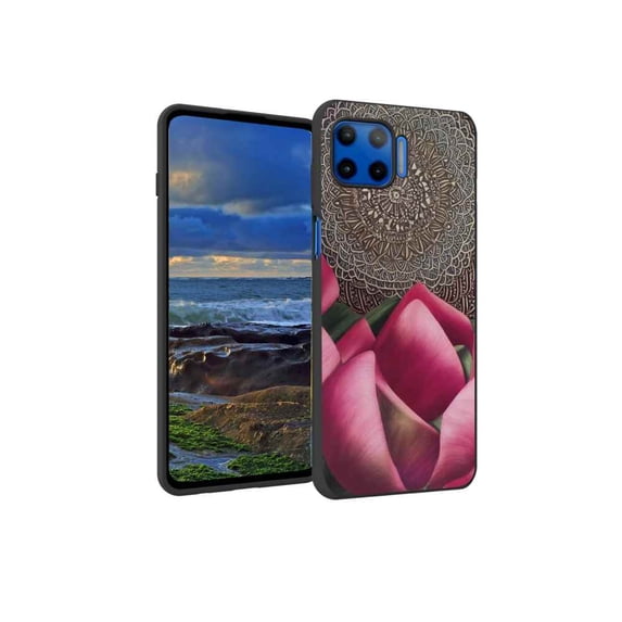Compatible with Moto One 5G Phone Case, Mandala-3 Case Men Women, Flexible Silicone Shockproof Case for Moto One 5G