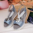 thumbnail image 6 of Viluyesy Women's Wedge Sandals, Elastic Strap Peep Toe New Buckle Decoration Summer 2025 Fashion Platform Shoes Sky Blue 7, 6 of 9