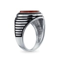 thumbnail image 2 of Bling Jewelry Mens Retro Grooved Mens Silver Ring Black Onyx Square Signet Sterling Silver Band, 2 of 6
