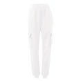 thumbnail image 3 of White Womens Cargo Pants Fashion Sweatpants Comfortable High Waisted Jogging Pants With Pockets Casual Sweatpants Fall Outfits Women's Hiking Pants Size S, 3 of 6