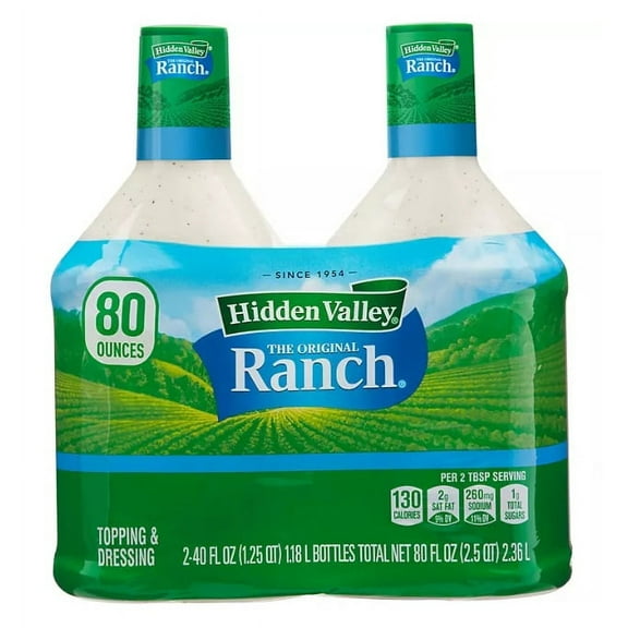 Hidden Valley Original Ranch Salad Dressing & Toppings Condiments Gluten Free Great for Pizza Sandwiches Vegetables Dip Sauce & Side Dish Convenient and Ready to Eat Creamy Sauces 40 fl.oz x 2 Pack
