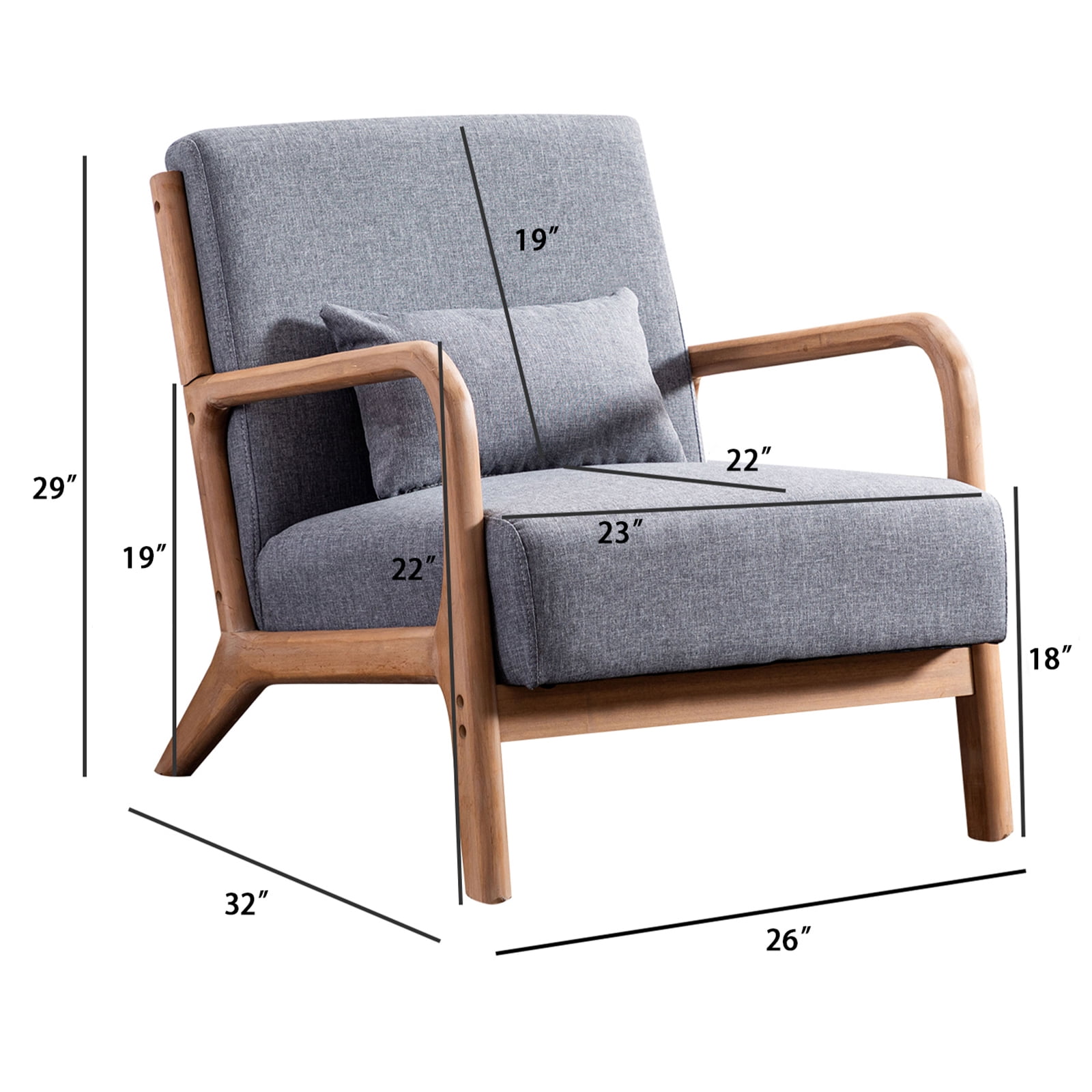 Bonzy Home Mid Century Modern Accent Chairs, Set of 2, Gray