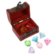 Pirate Chest with Gems Acrylic Gemstones Treasure Jewelry Organizer Crystal Bead Travel Child Wooden