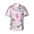 thumbnail image 2 of Xecao No Drama Llama print Hawaiian shirt - a stylish short-sleeve button-down for men, perfect for casual beach and tropical outings., 2 of 9