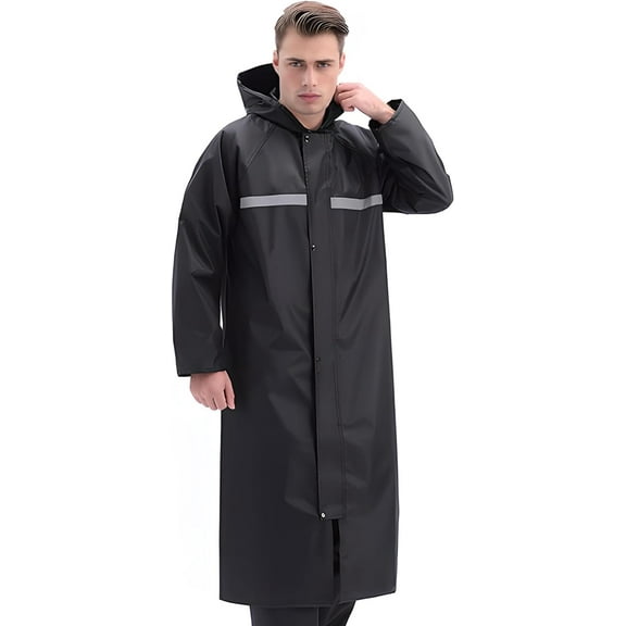 Men's Rain Jacket with Hood Waterproof Lightweight Active Long Raincoat