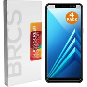 Samsung A8 Screen Protector Tempered Glass [4 Pack] by BRCS | 9H Hardness, Impact and Scratch Resistant, Shatterproof,