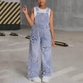thumbnail image 2 of Denim Overalls Dress Girls' Casual Solid Color WideLeg Denim Overalls with FivePointed Star Design, 2 of 8