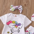 thumbnail image 6 of Lovebay Infant Baby Girl Unicorn Bodysuit Pants Headband Hat Clothes Outfit Set 0-18 Months, 6 of 10