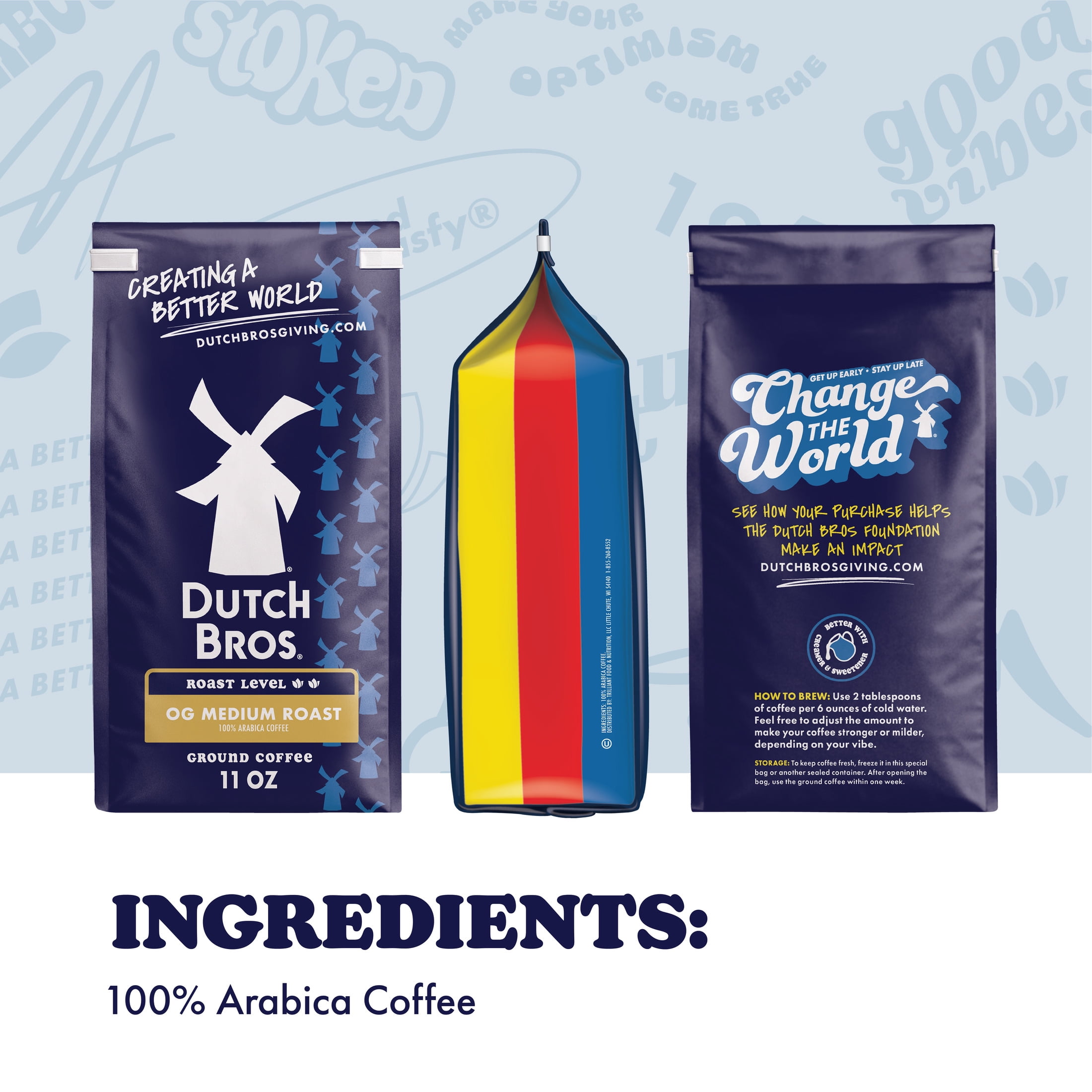 (6 pack) Dutch Bros® OG Medium Roast, Ground Coffee, Bagged 11oz