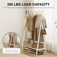 thumbnail image 3 of Muwuele Wood Clothing Rack for Hanging Clothes, Freestanding Garment Rack with Shelves, Heavy Duty 350 lbs, Portable Closet Organizer (White), 3 of 10