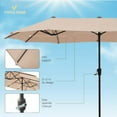 thumbnail image 5 of VOOYA HOME 15ft Large Patio Umbrellas Base Included, Outdoor Double-Sided Umbrella with Crank Handle, UV Protective for Pool, Lawn Garden, Backyard Beige, 5 of 7