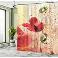 thumbnail image 3 of Flower Shower Curtain, Red Poppy Flower Paint Brush Effect Beige Floral Fabric Digital Art Print, Fabric Bathroom Set with Hooks, 69W X 70L Inches, Red Peach and Beige, by Ambesonne, 3 of 5