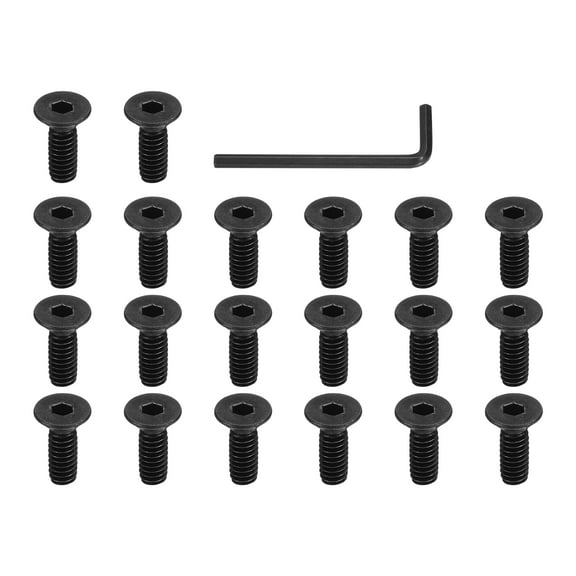 1/4-20 x 3/4 Inch Flat Head Socket Cap Screws Hex Socket Drive Machine Screws UNC Coarse Full Thread Black 20 Pcs