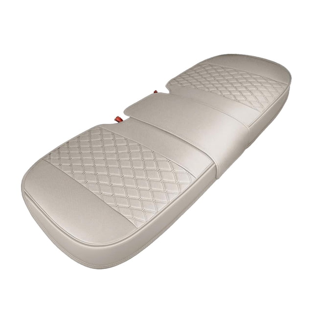 Almencla PU Leather Front Rear Car Seat Cover Cushion Pad, Anti-slip & Full Wrapping Edge Grey Rear