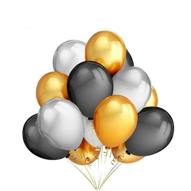 Gprince 10 Pcs12 Pouces Or Ruban Noir Ballons de Décoration de Fête  d'Anniversaire de Mariage 