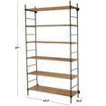 thumbnail image 3 of DecMode 49" x 87" Brown Wood Rectangular 6-Tier Shelving Unit with Black Metal Ladder Frames, 1-Piece, 3 of 9