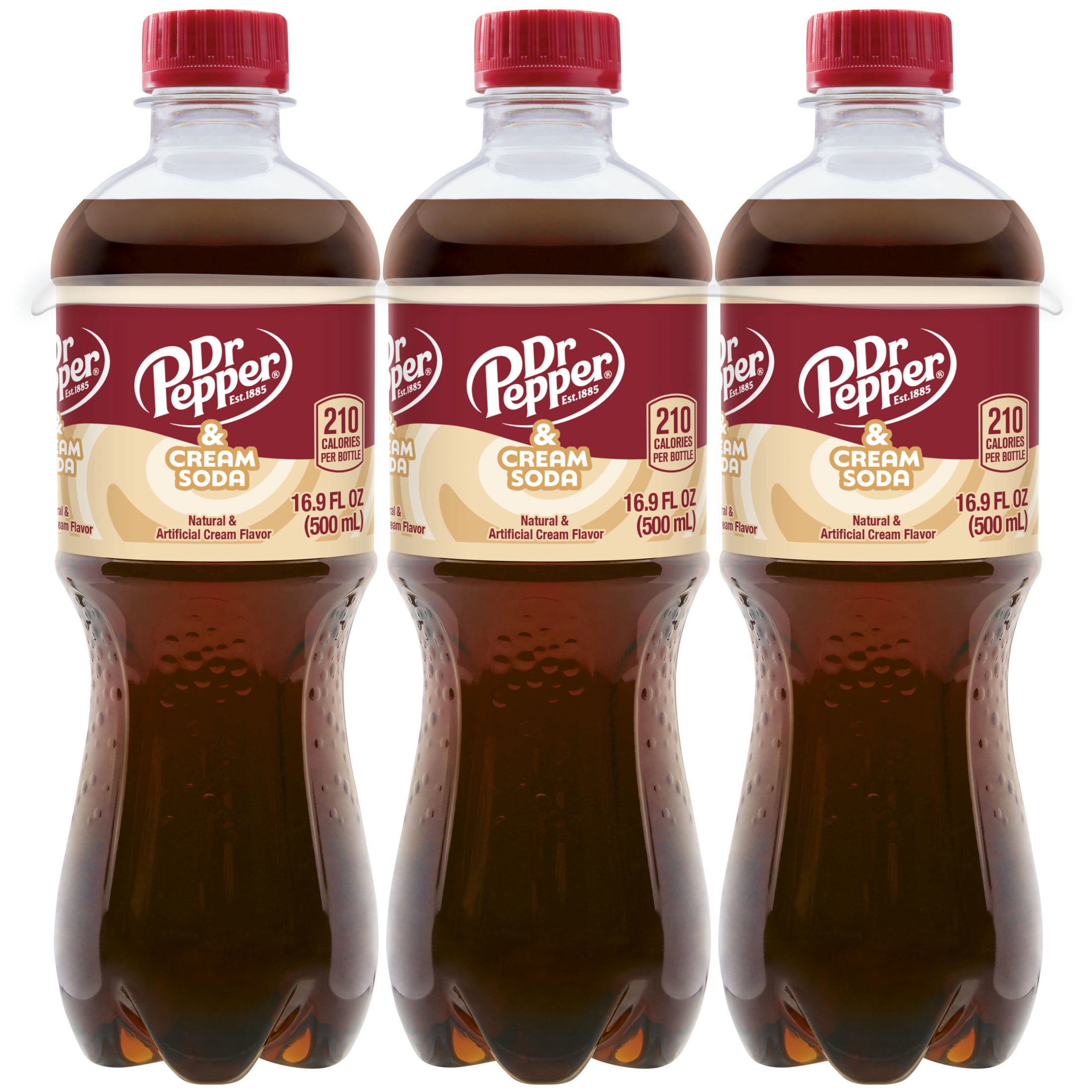 (2 pack) Dr Pepper & Cream Soda Pop, 16.9 fl oz, 6 Pack Bottles