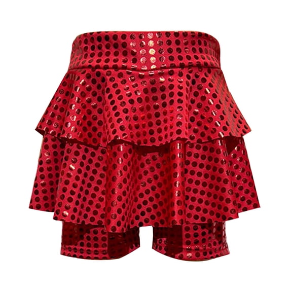 Daznico Girls Glitter Sequin Dance Performance Tutu Skirt with Matching Shorts for Stage Shows and Party Wear,Mardi Gras Clothing,Mardi Gras Skirt,8-9 Years