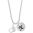 thumbnail image 1 of Delight Jewelry Silvertone Girl Silhouette in Heart Silvertone Script Initial Disc - X - Charm Necklace, 20"+3", 1 of 1