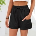 thumbnail image 2 of Womens Running Shorts with Pockets Casual Solid Color Hot Pants Lounge High Waist Athletic Hotpants Summer Yoga Gym Cycling Shorts Elastic Waist Tracksuit Bottoms Wide Leg Sweat Pants, 2 of 7