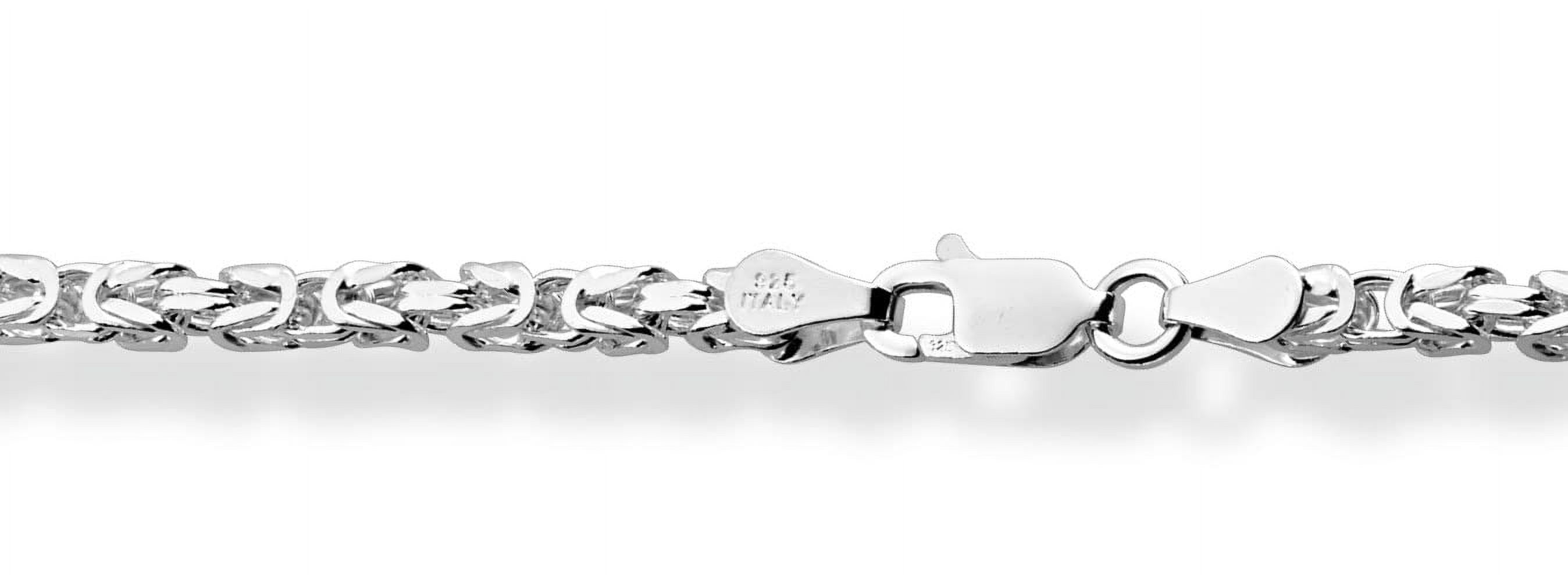 Miabella Solid 925 Sterling Silver Italian 3mm Square Byzantine Link Chain Necklace for Women Men, 925 Handmade in Italy (Length 24 Inches)