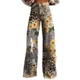 thumbnail image 2 of Women's Casual Pants Wide Leg Pants Women'S High Waisted Flower Patterned Pants Lightweight And Loose Casual Colorful Pants Heavyweight Pants,Yellow Women's Casual Pants S, 2 of 7