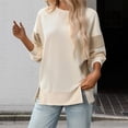 thumbnail image 2 of Duoif Womens Sweatshirt Women's Oversized Crew Neck Sweatshirt - Loose Top with Side Slit Sweatshirt for Women Beige L, 2 of 4