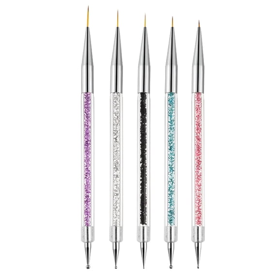 RAGUPEL 5 Pcs Double Ended Nail Art Brushes Set, Acrylic Nail Liner & Dotting Tools, French Tip Painting Pens for DIY Manicure