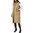 thumbnail image 4 of INSPIRE CHIC Women's Long Sleeveless Hooded Pockets Belted Winter Vest Outerwear Jackets M Brown, 4 of 5