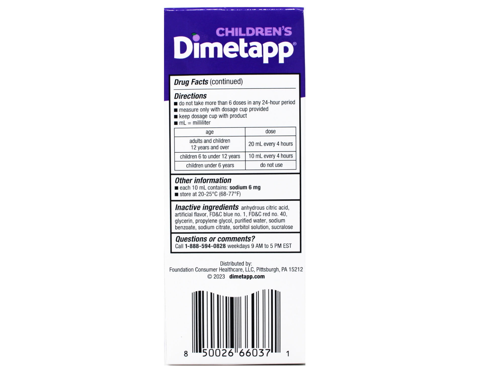 4 Pack Dimetapp Children's Cold & Allergy Cold Grape Flavor 4 Oz Each