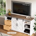 thumbnail image 3 of SESSLIFE Fireplace TV Stand for 65 Inch TV, 30'' Tall Farmhouse TV Stand with 2 Drawers & Sliding Barn Door, Entertainment Center with 3D Flame Electric Fireplace Heater, White+Brown, 3 of 9