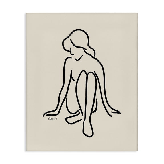 Stupell Industries Contemporary Relaxing Girl Doodle Style Line Drawing Canvas Art, 30 x 40, by Elizabeth Tyndall
