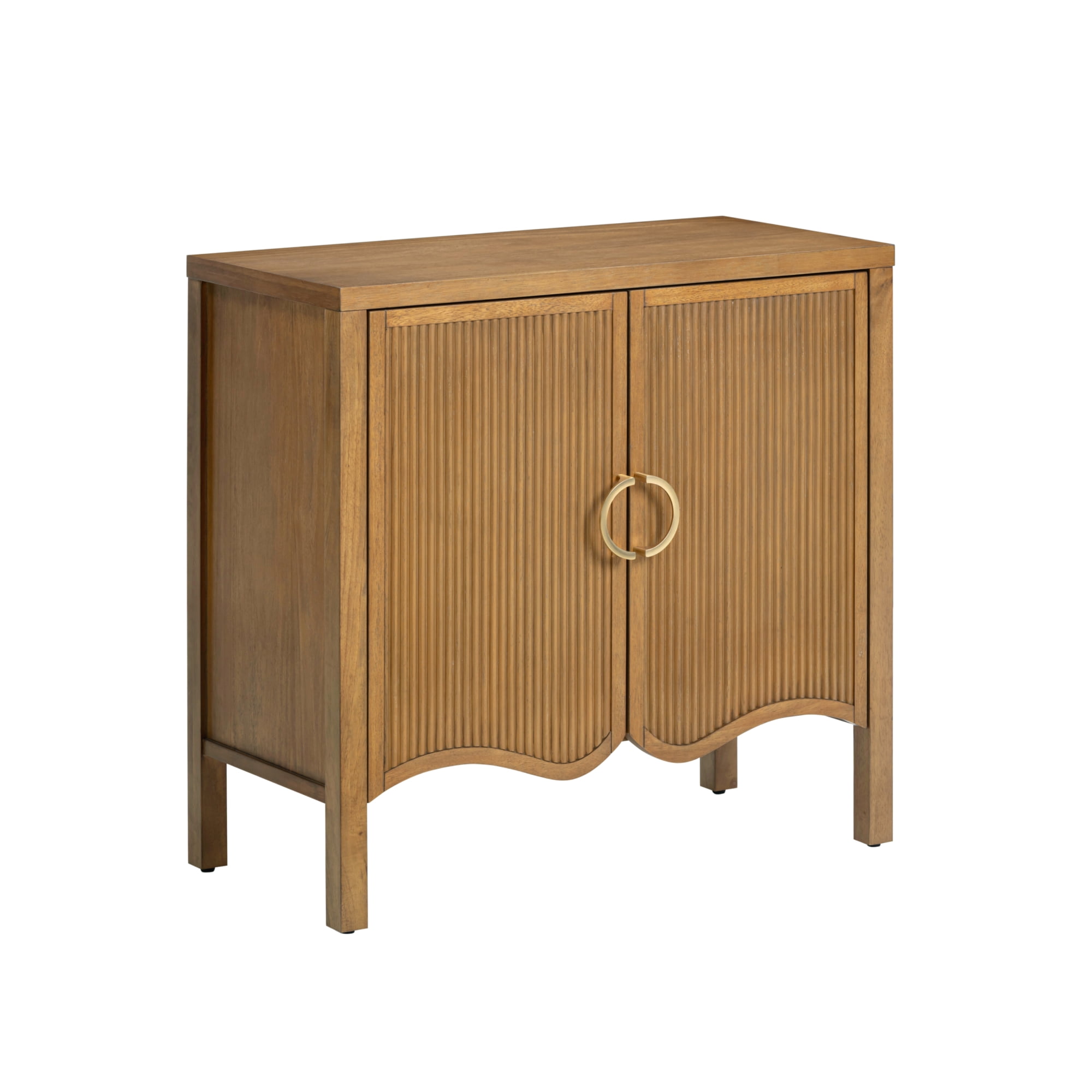 Nathan James Scott Transitional Fluted Accent Cabinet or Storage Cabinet for Living Room or Entryway with Solid Wood Panel, Light Brown
