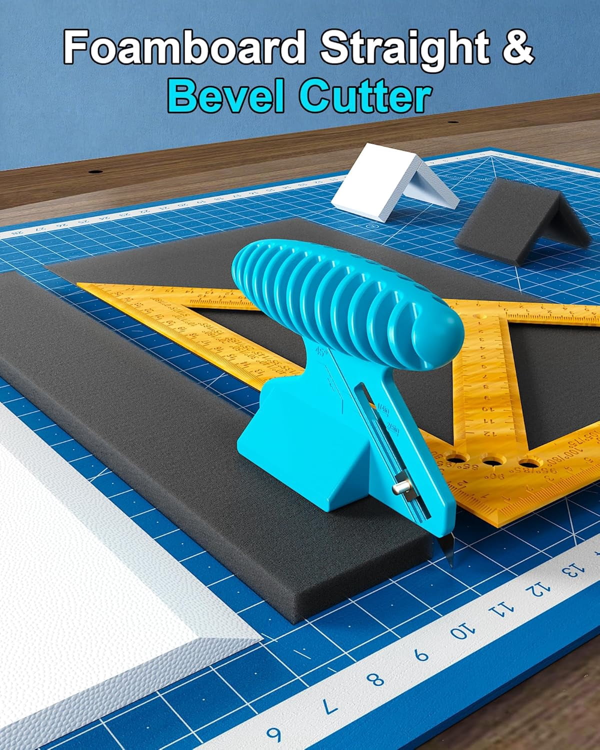 Foamboard Cutter Tool, FoamBoard Straight/Bevel Used to Cut Eva Foam, Foam Adjustable 45° or 90° For DIY Craft, Small Cutting Project, Blue, 1-Pack