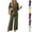Army Green, variant on HAJWOH Two Piece Sets for Women 3/4 Length Sleeve Lounge Sets Vacation Travel Outfits Fashion Clothing