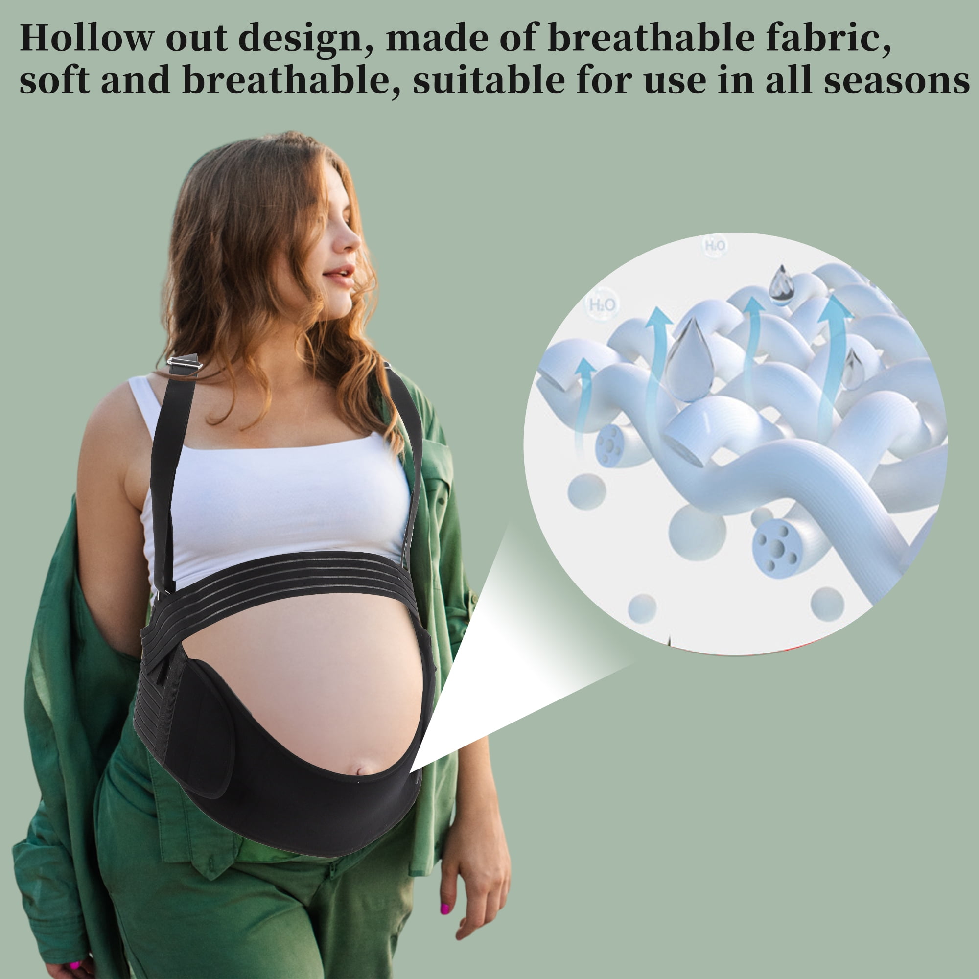 Unique Bargains Pregnancy Belly Band Shoulder Strap Support Brace XX-Large Black