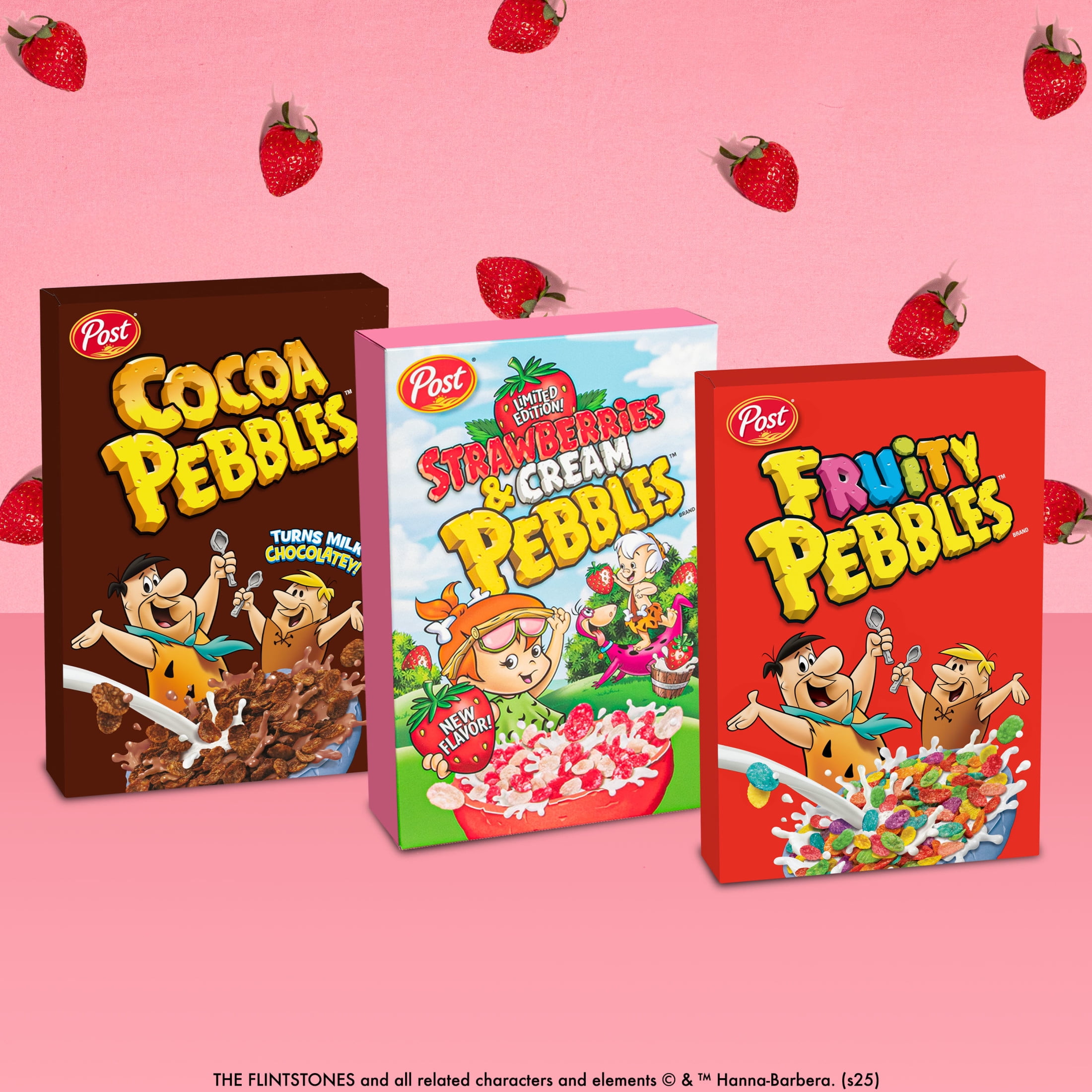 Post Fruity PEBBLES Strawberries and Cream Cereal, Gluten-Free, Rice Cereal, Crunchy 10 oz Box