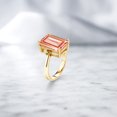 thumbnail image 4 of Gem Stone King 18K Yellow Gold Plated Silver Peach Nano Morganite and Green Peridot Ring for Women (6.40 Cttw, Emerald Cut 14x10MM, Gemstone October Birthstone, Size 7), 4 of 4