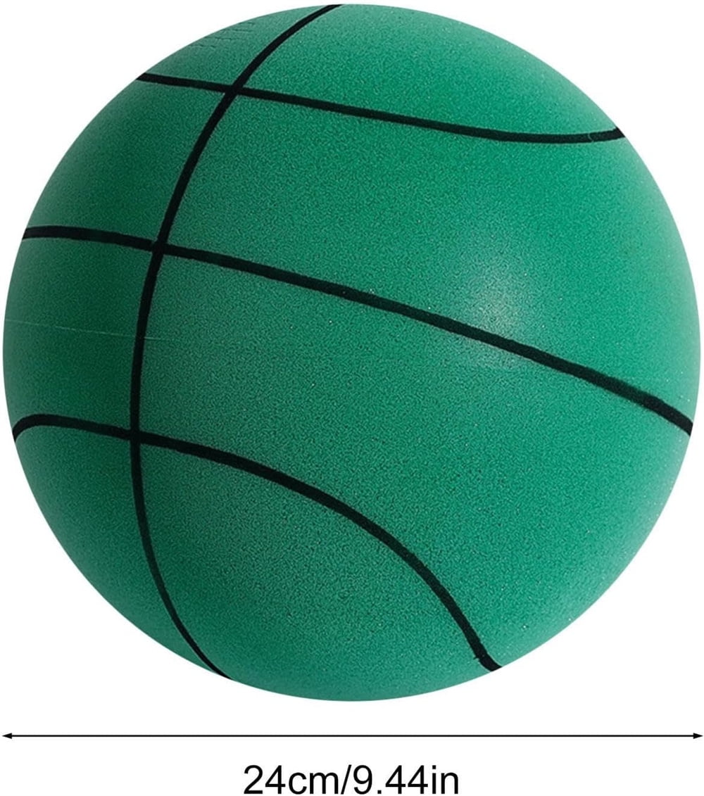 NOGIS Silent Basketball, Hush Handle Silent Basketball Dribbling Indoor Training Ball, Foam Ball No Noise No Sound, Mute High-Resilience Basketballl（Green）