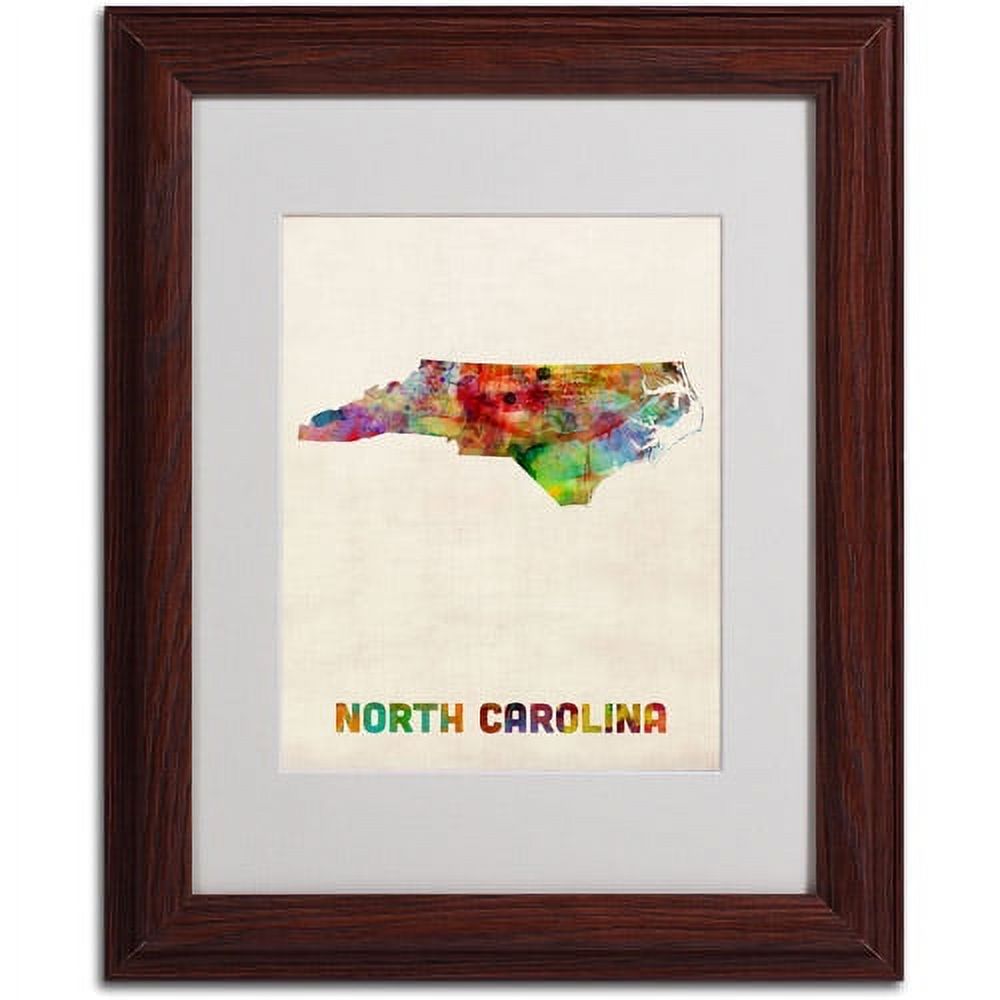 Trademark Fine Art "North Carolina Map" Matted Framed Art by Michael Tompsett, Wood Frame
