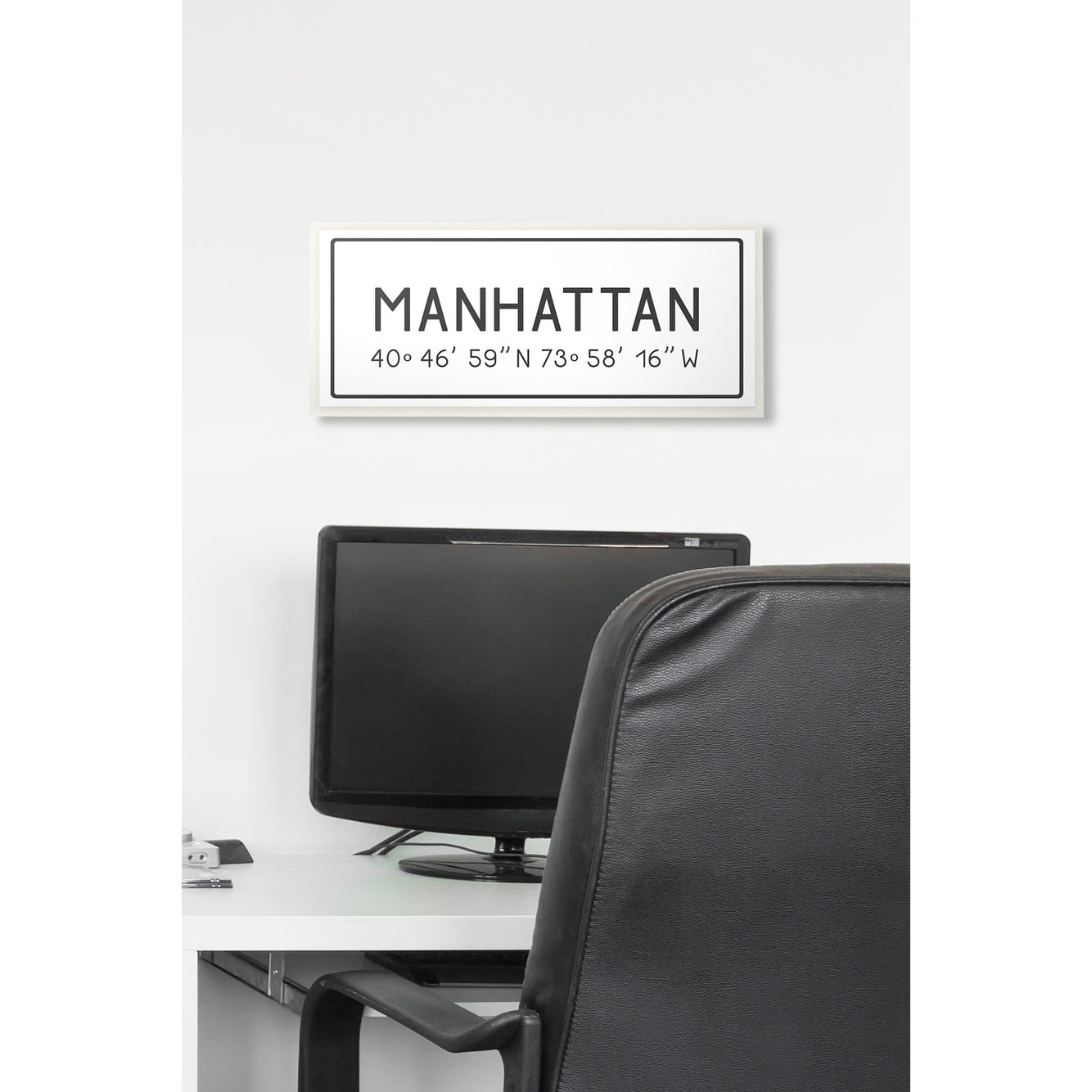 Stupell Industries Plate City Coordinates Manhattan Town & City Painting Unframed Art Print Wall Art, 7 x 17
