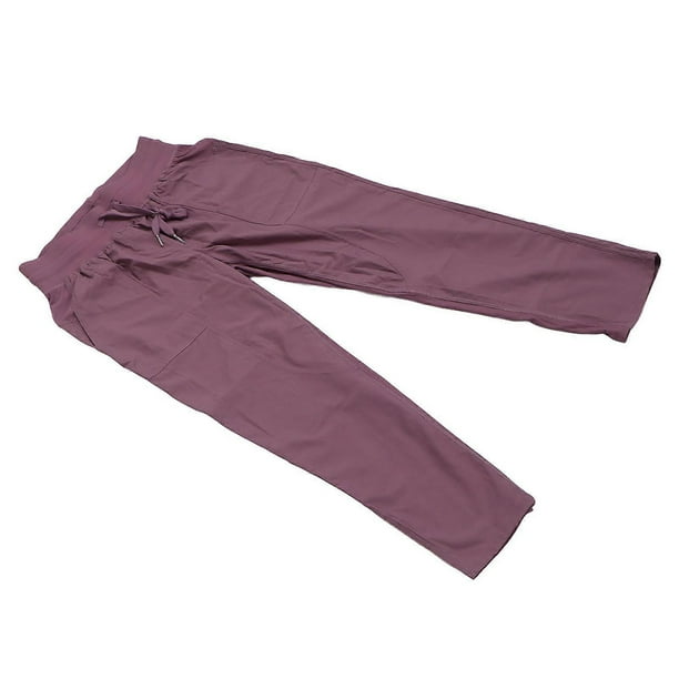 Women Fitness Joggers Nylon Drawstring Closure Breathable Running Sweatpants Purple XXL