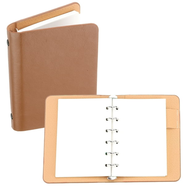Cubierta de carpeta tejida REGAL, carpeta de cuero A7 con 50 hojas de papel, marrón