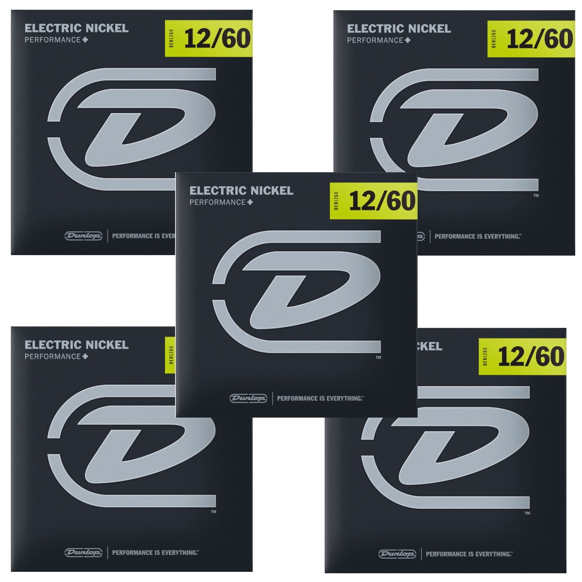 Dunlop Guitar Strings 5-Packs Electric Nickel 12-60 Extra Heavy Hybrid