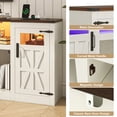 thumbnail image 3 of ChVans 95" Farmhouse TV Stand for 90/100"TV with LED Lights and Power Outlets, Large Entertainment Center with 2 Barn Doors Storage Cabinet & 6 Semi-Open Compartments for Living Room, White, 3 of 10